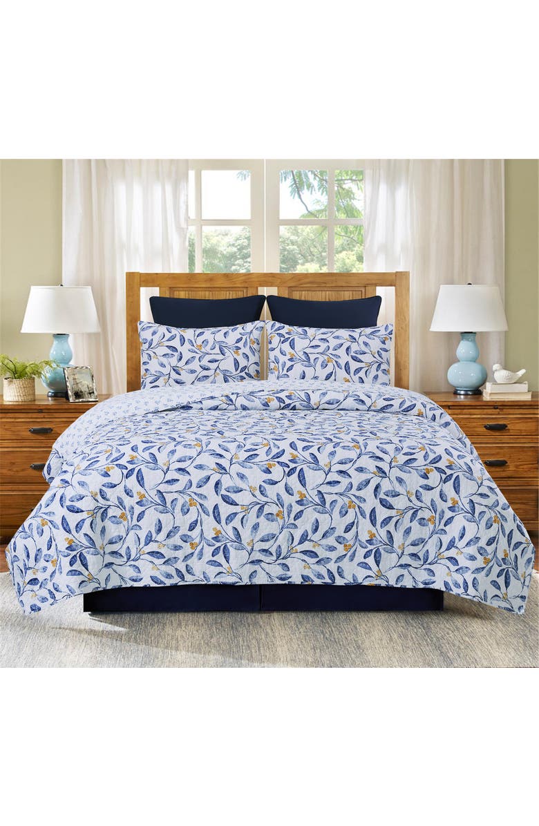 C&F Home Laurelwood Flowers Cotton Blend Quilt Set, Alternate, color, Blue