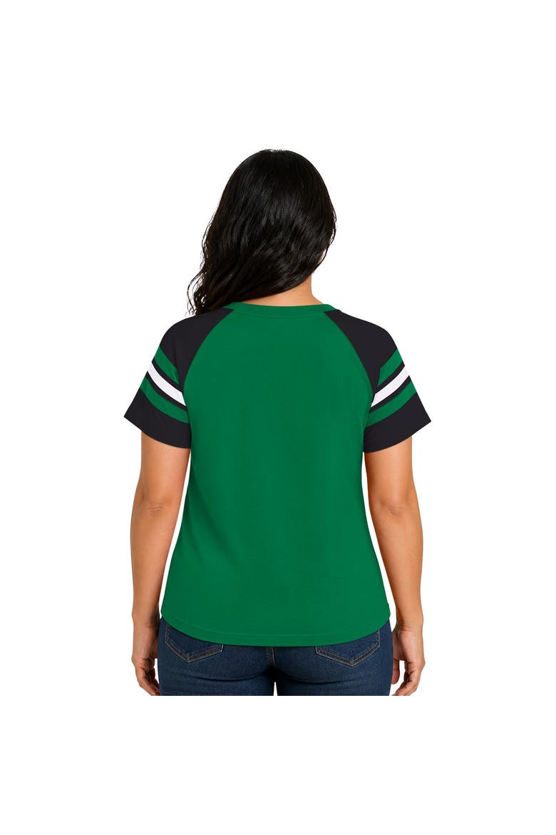 Women's Starter  Kelly Green Philadelphia Eagles Plus Size Throwback Game On Notch Neck Raglan T-Shirt, Alternate, color, Kelly Green