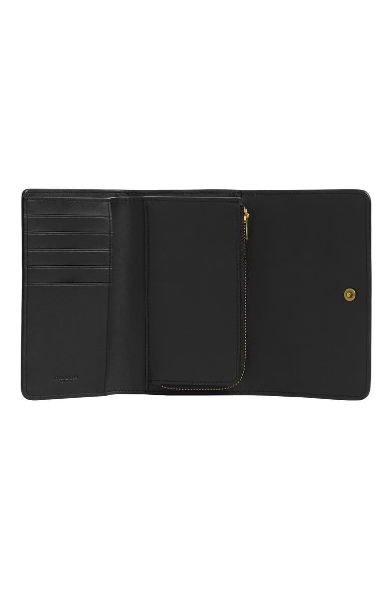 Essential Polished Pebble Leather Trifold Wallet, Alternate, color, BLACK