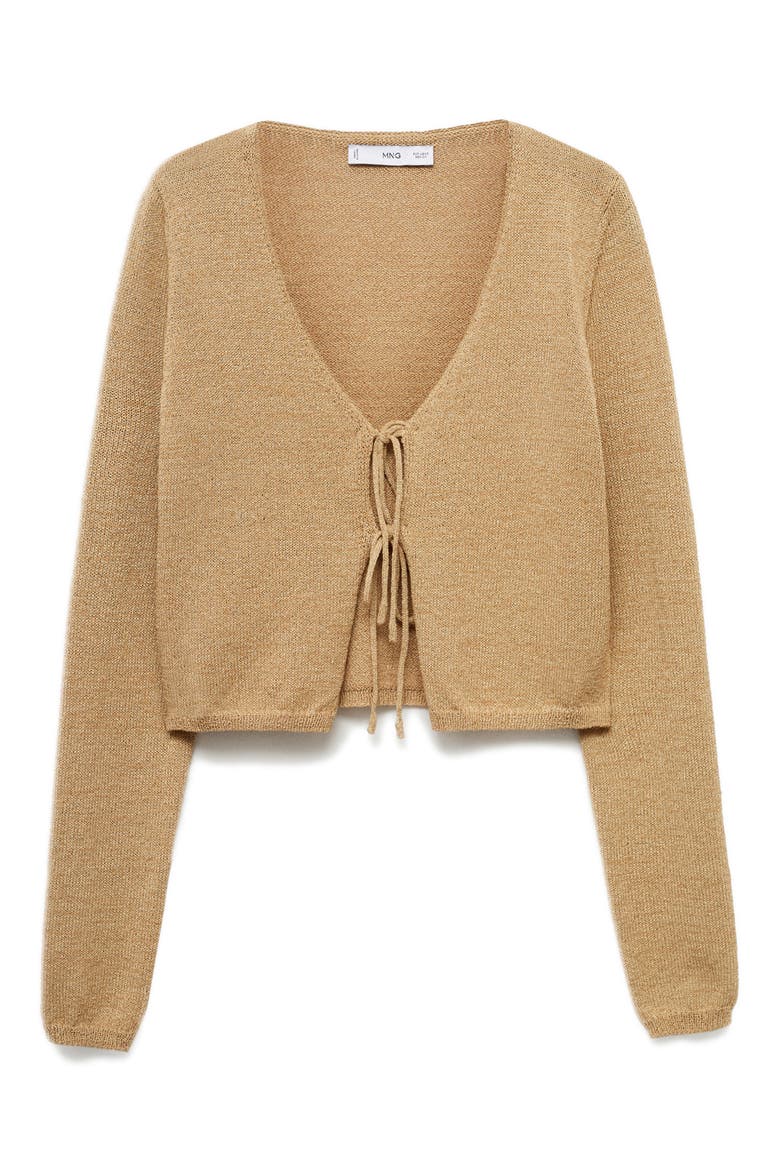 Metallic Tie Front Cardigan, Alternate, color, GOLD