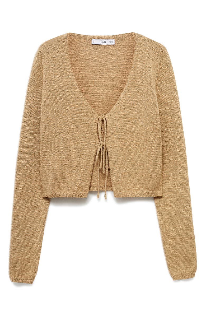 MANGO Metallic Tie Front Cardigan, Alternate, color, 
