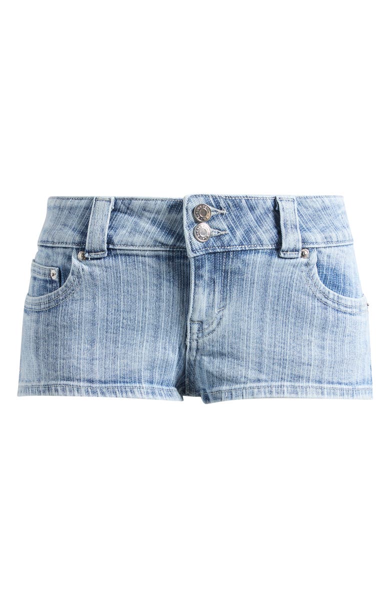 PacSun Tatum Stripe Low Rise Denim Micro Shorts, Alternate, color, Light Indigo