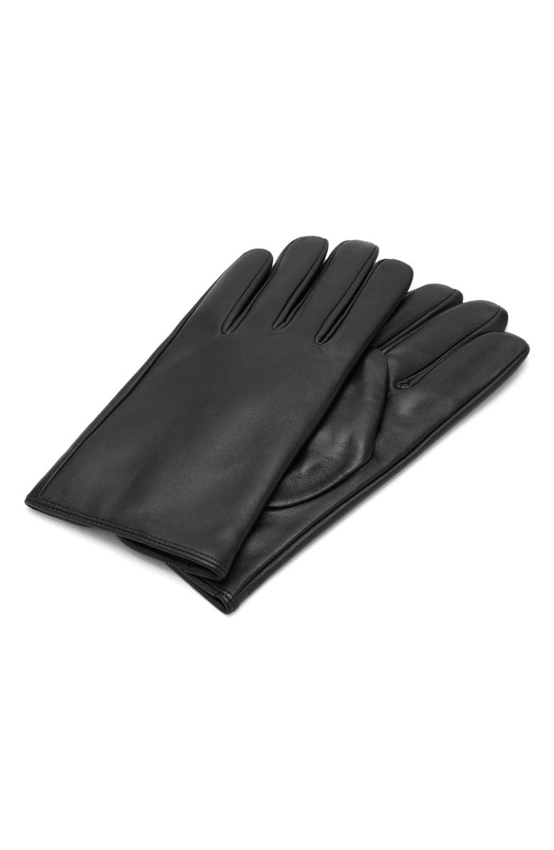 MANGO Leather Gloves, Alternate, color, Black