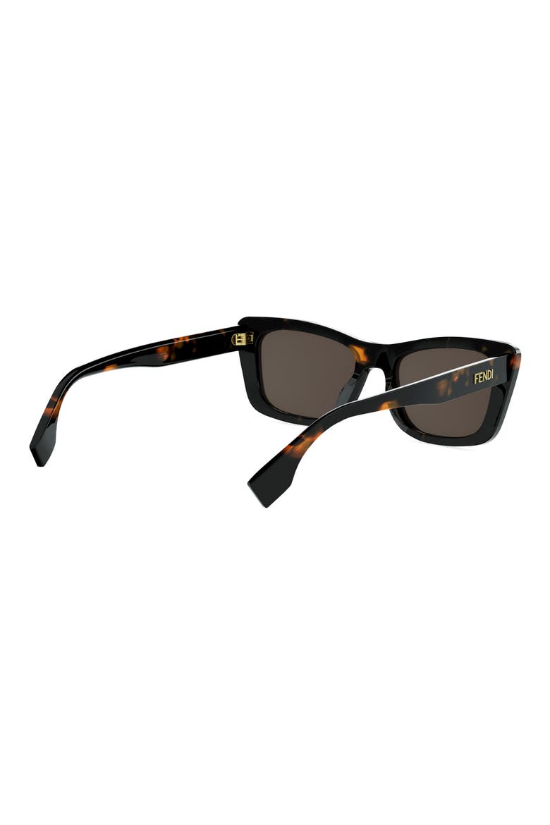 Lettering 53mm Cat Eye Sunglasses, Alternate, color, DARK HAVANA / GREEN
