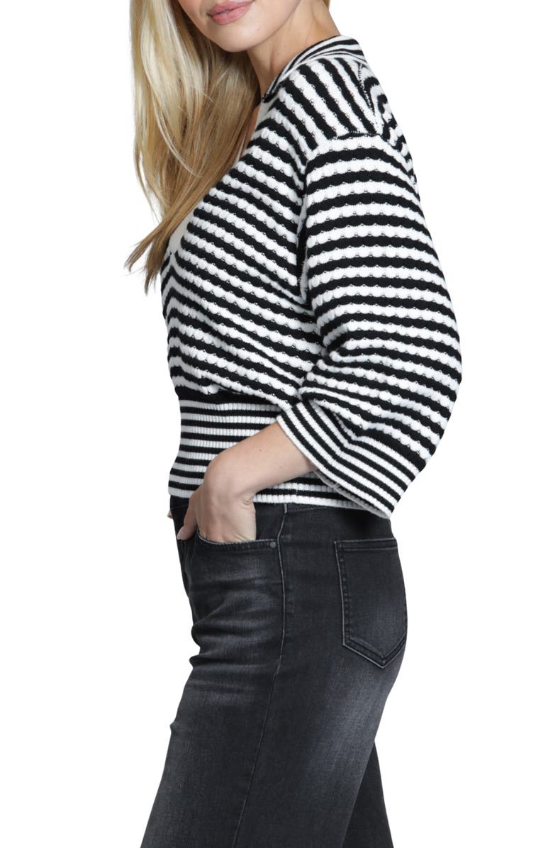 APNY Stripe Three-Quarter Sleeve Sweater, Alternate, color, Blackwhite Stripe