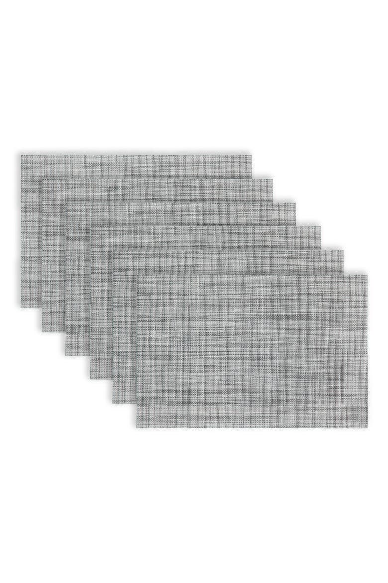 Set of 6 Vinyl Placemats, Alternate, color, LINEN DESIGN BLACK
