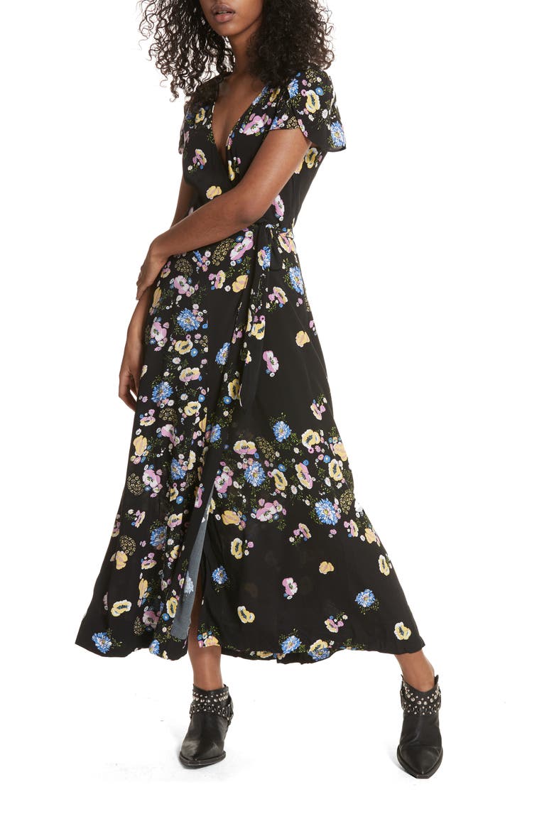 Gorgeous Jess Wrap Maxi Dress, Alternate, color, BLACK COMBO