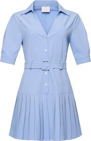 Cinq à Sept Moriah Pleated Belted Drop Waist Shirtdress
