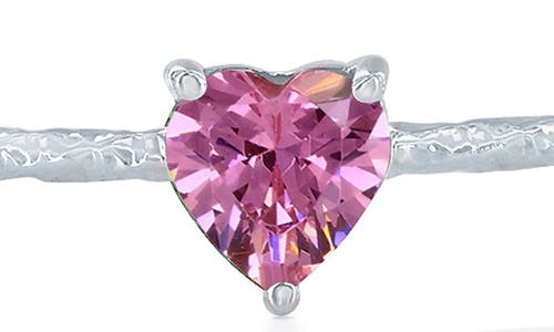 Simona Birthstone Cubic Zirconia Heart Open Cuff Bracelet In Pink