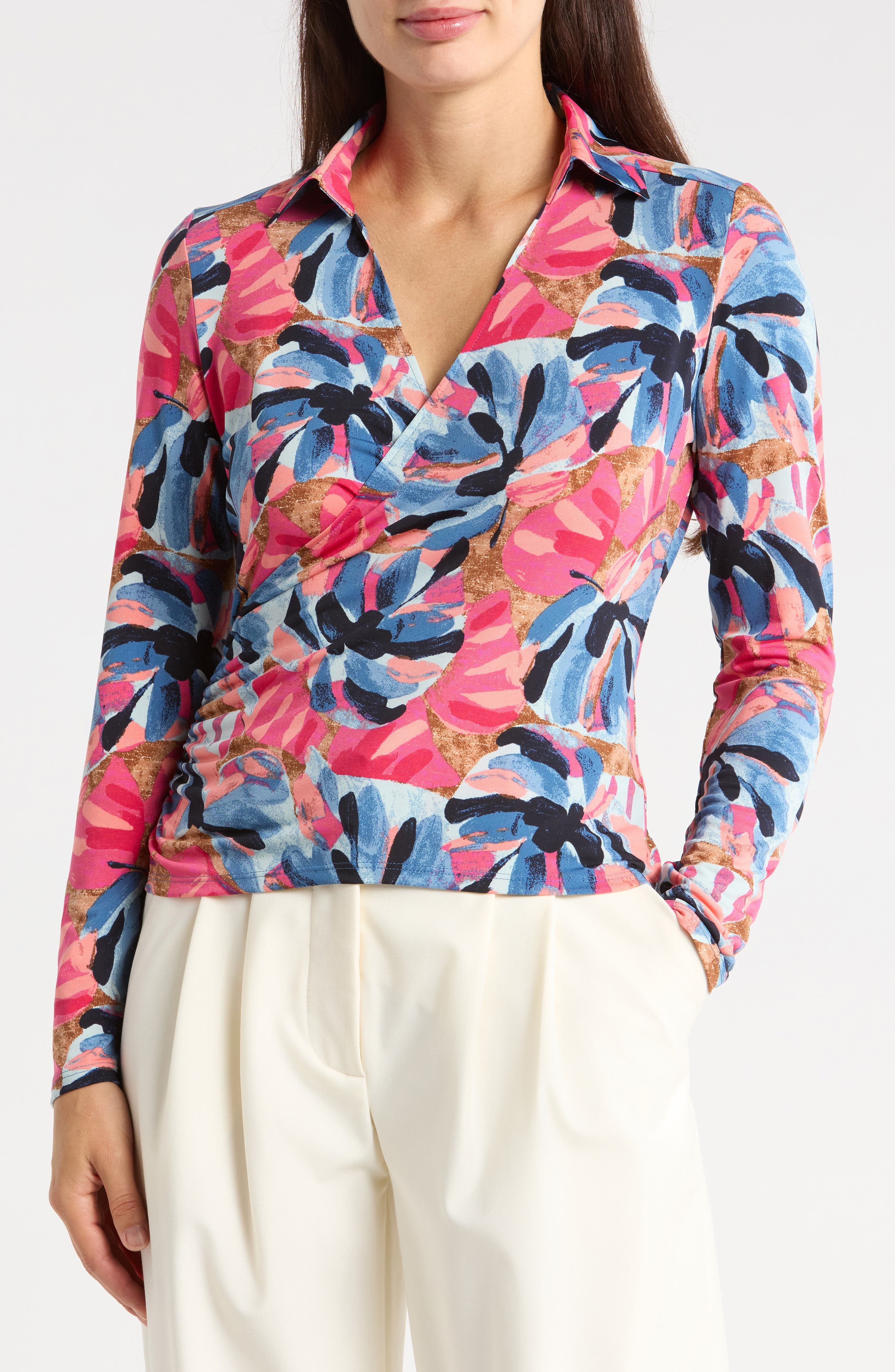 Firework Foliage Knit Wrap Top