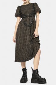 Disturbia Rhiannon Check Shirred Bodice Midi Dress