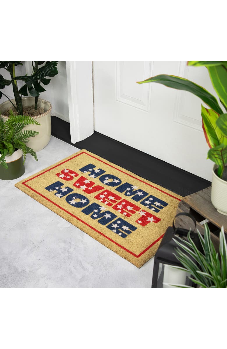 Northlight Red and Blue Americana Home Sweet Home Coir Outdoor Doormat 18" x 30", Alternate, color, Red