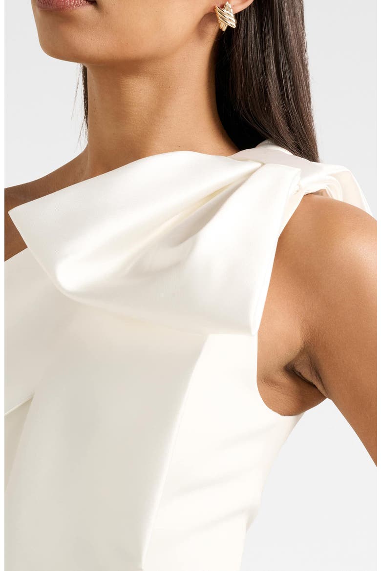 Holly Bow Shoulder Minidress, Alternate, color, PORCELAIN