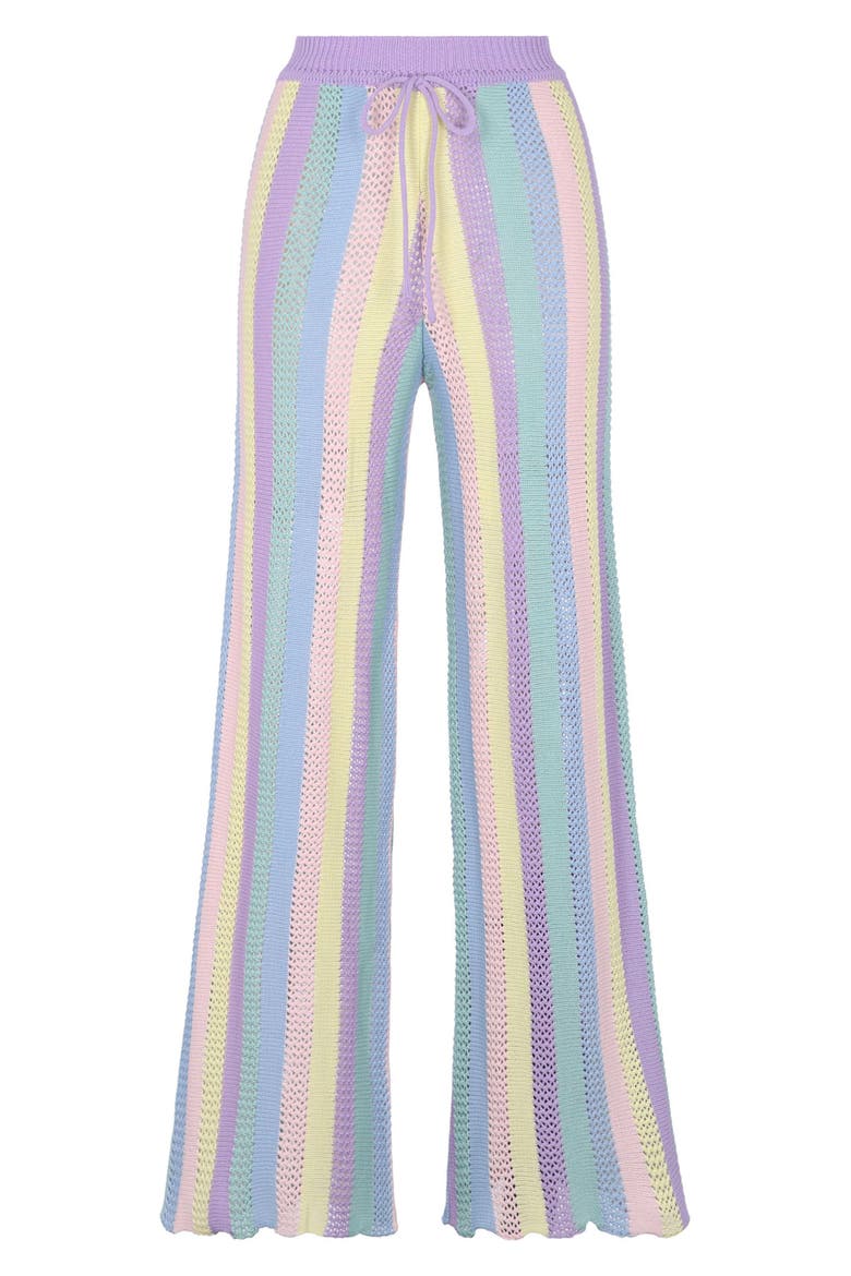 Paloma Stripe Openwork Crochet Cover-Up Pants, Alternate, color, LILAC MULTICOLOR