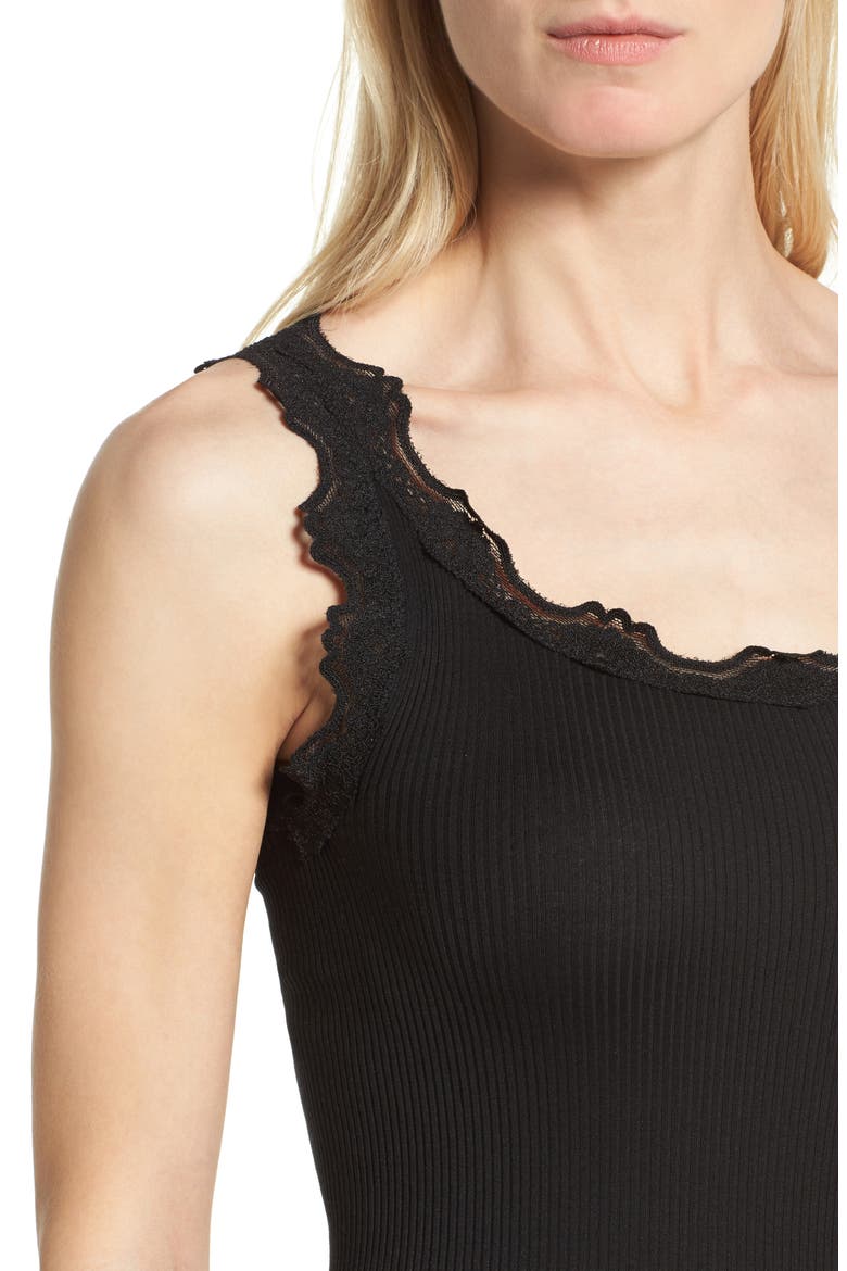 Babette Lace Trim Tank, Alternate, color, BLACK