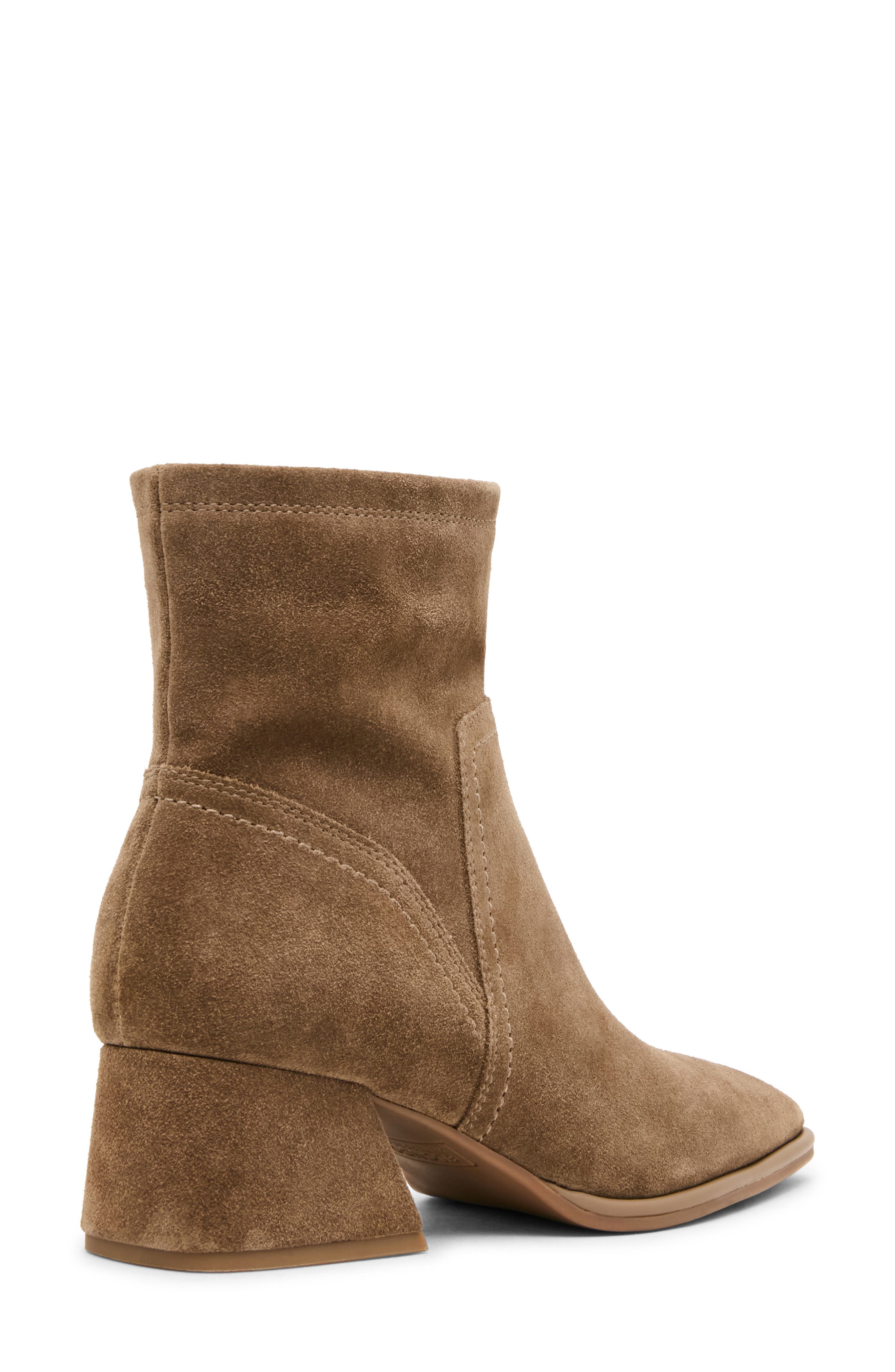 Marina Waterproof Stretch Suede Block Heel Bootie, Alternate, color, TAUPE SUEDE