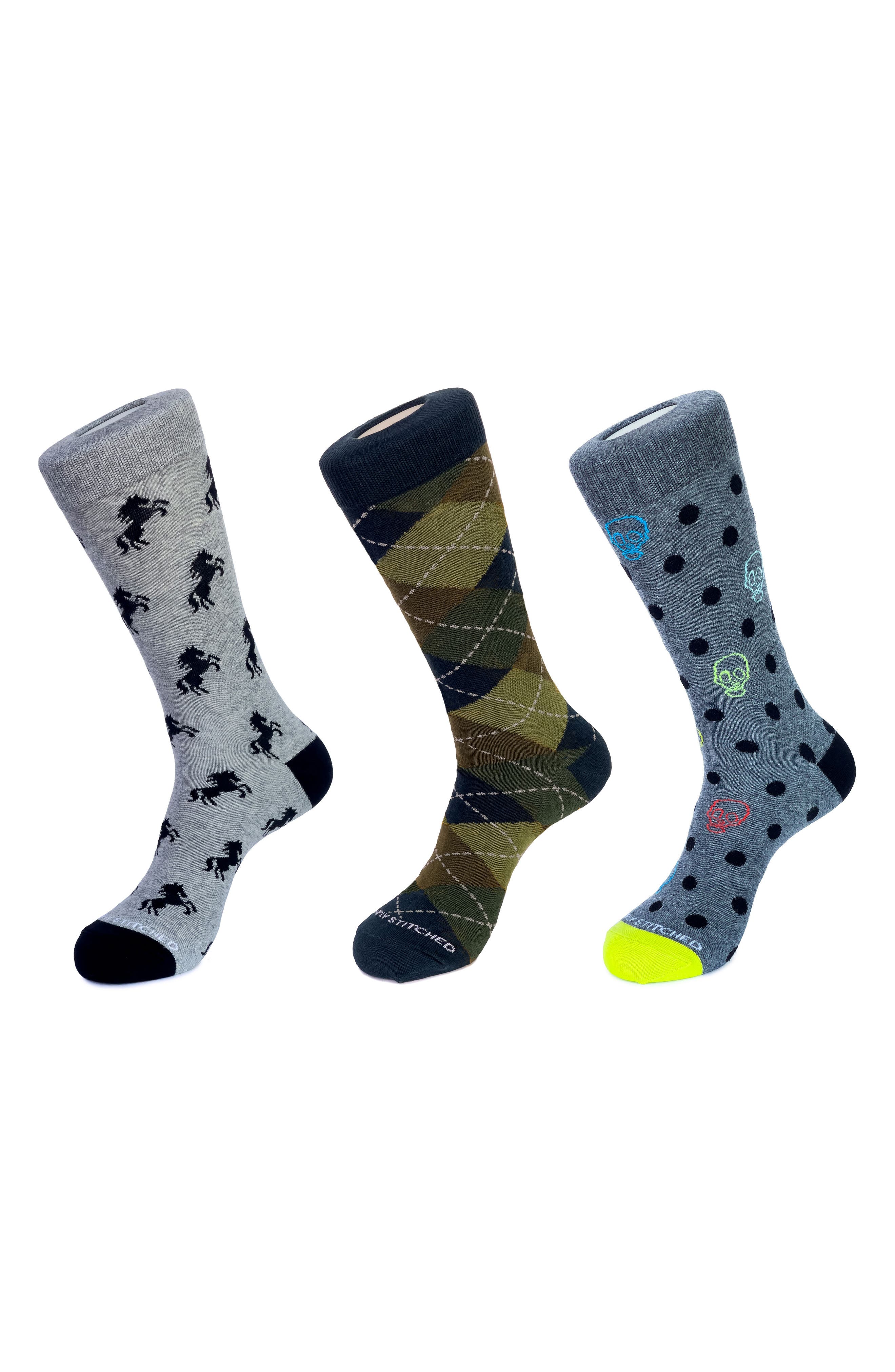 3-Pack Assorted Crew Socks
