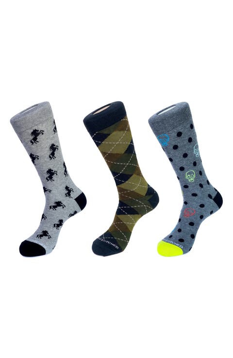 3-Pack Assorted Crew Socks