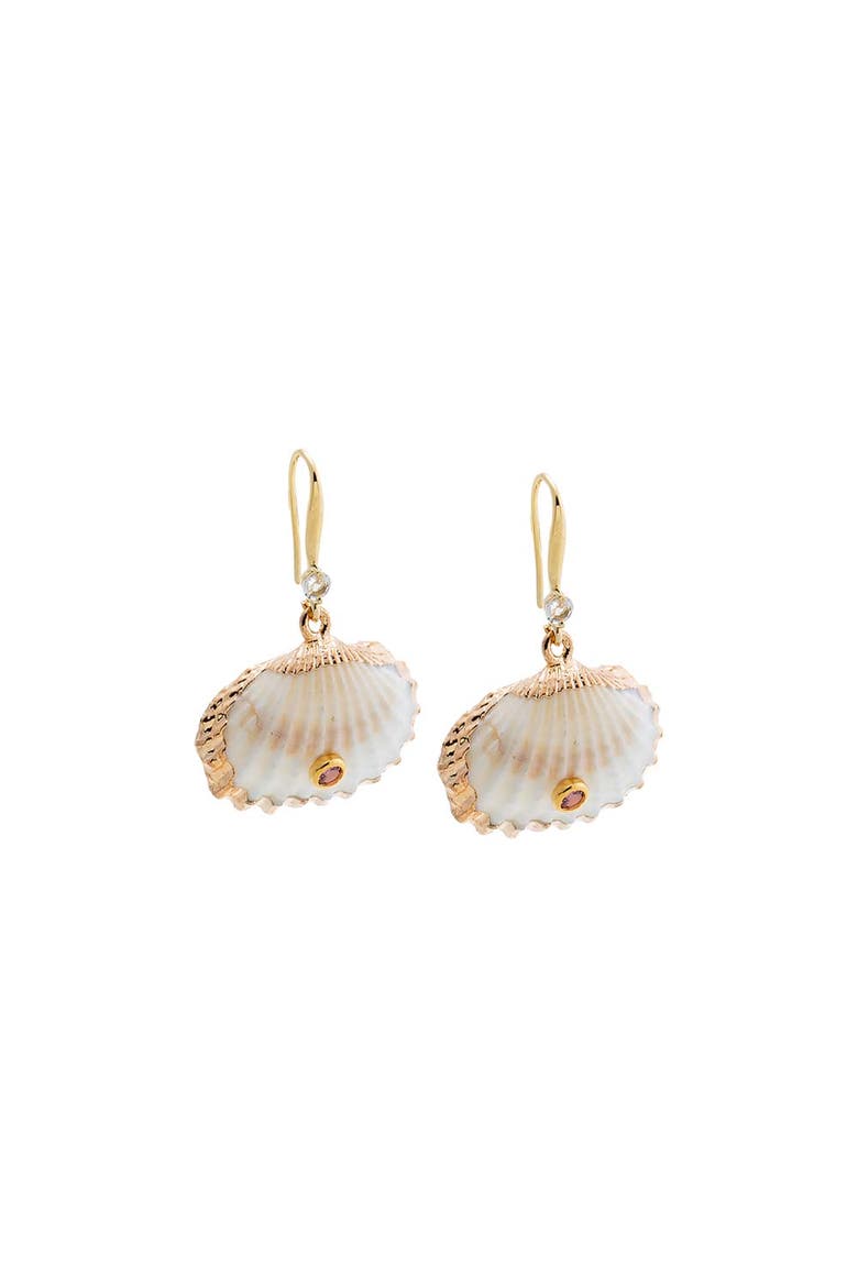 Natural MOP Seashell Shell Stone Earring, Main, color, White