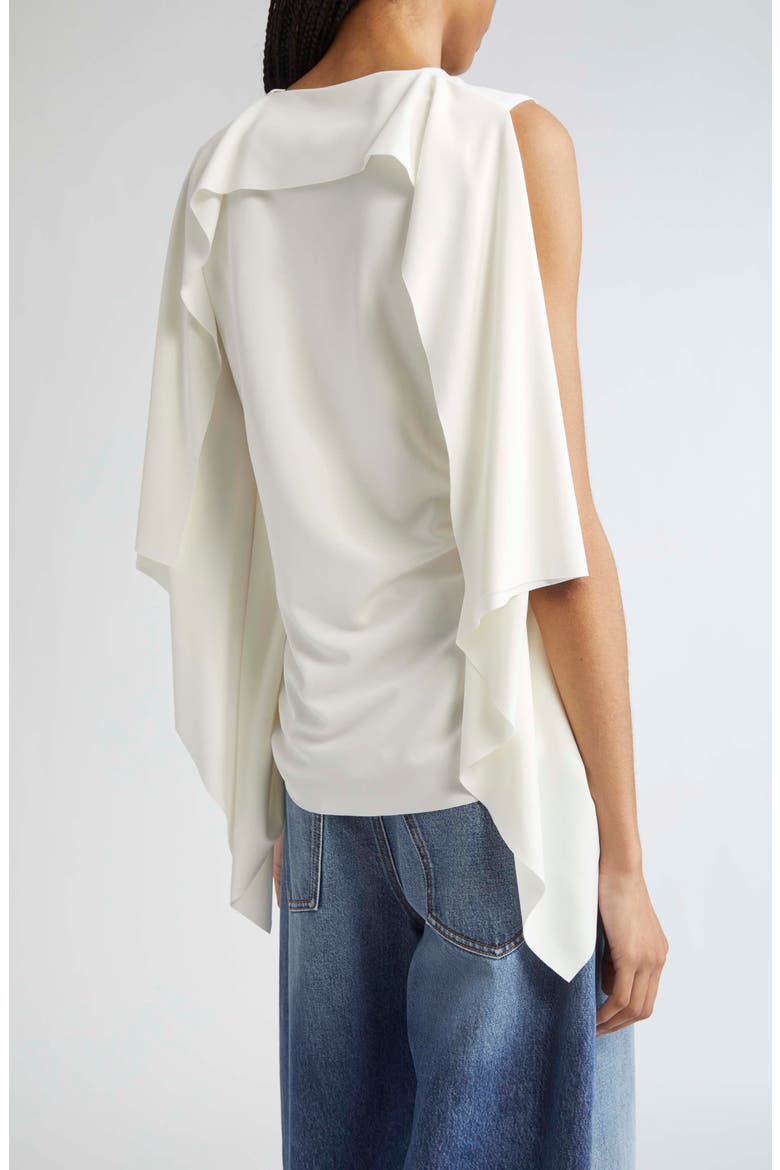Cera Draped Mixed Media Sleeveless Top, Alternate, color, BIANCO