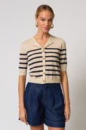 Central Park West Marlon Striped Sheer Cardigan
