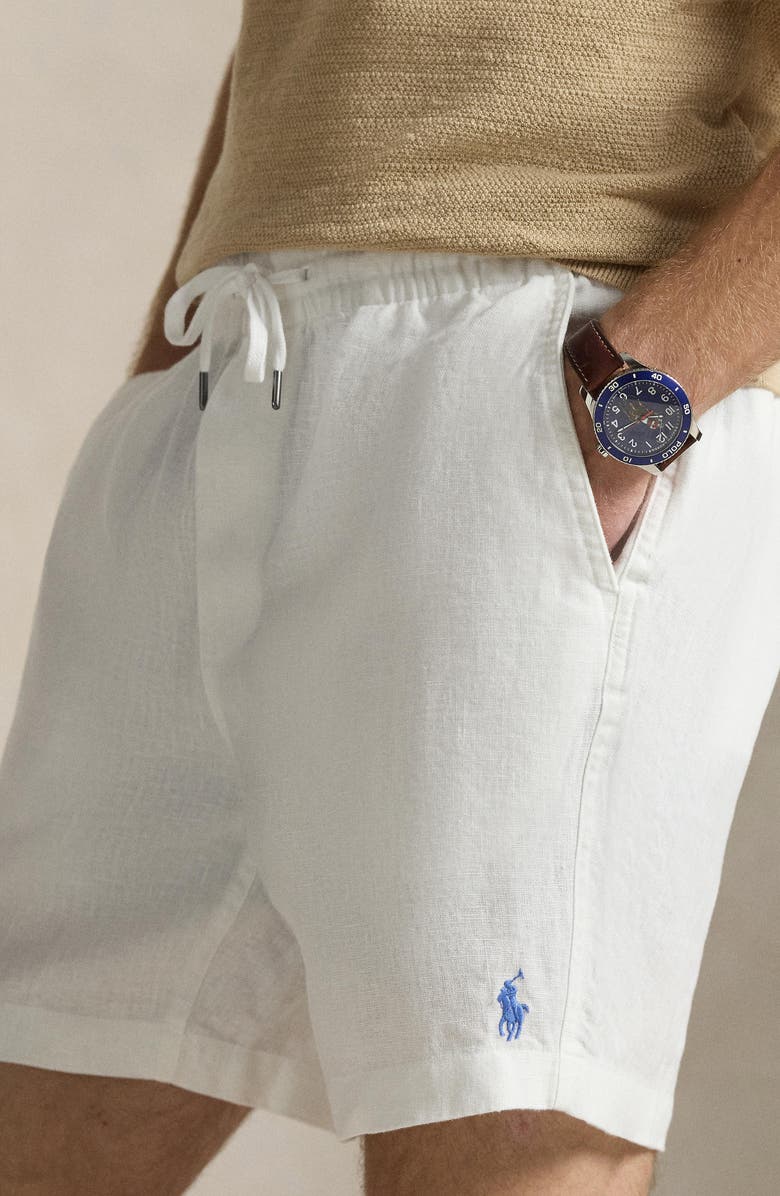 Polo Ralph Lauren Prepster Linen Shorts, Alternate, color, White