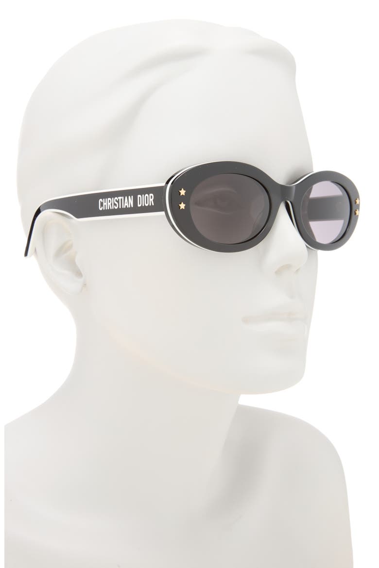 'DiorPacific B4I 51mm Oval Sunglasses, Alternate, color, SHINY BLACK / SMOKE