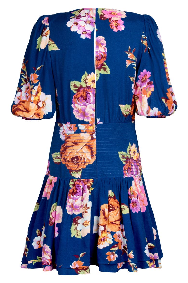 Camilla Floral Print Minidress, Alternate, color, COBALT GARDEN