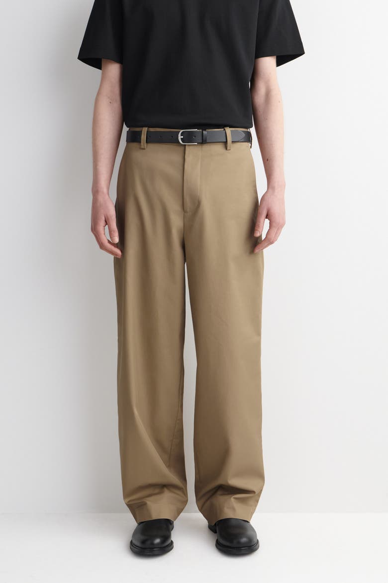 Cotton Wide-leg Pants, Alternate, color, DARK BEIGE