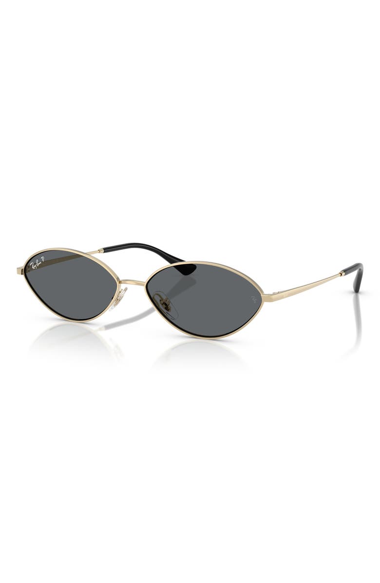 Ray-Ban Kai 56mm Polarized Oval Sunglases, Alternate, color, Pale Gold / Dark Grey Polar