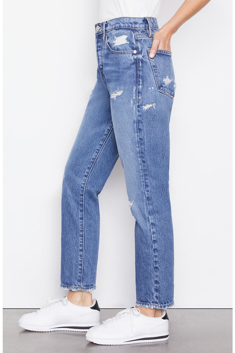 Le Original Ripped High Waist Crop Jeans, Alternate, color, PATINA