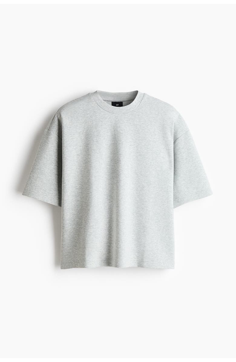 H&M Oversized Fit Scuba Knit T-shirt, Main, color, Light Gray Melange