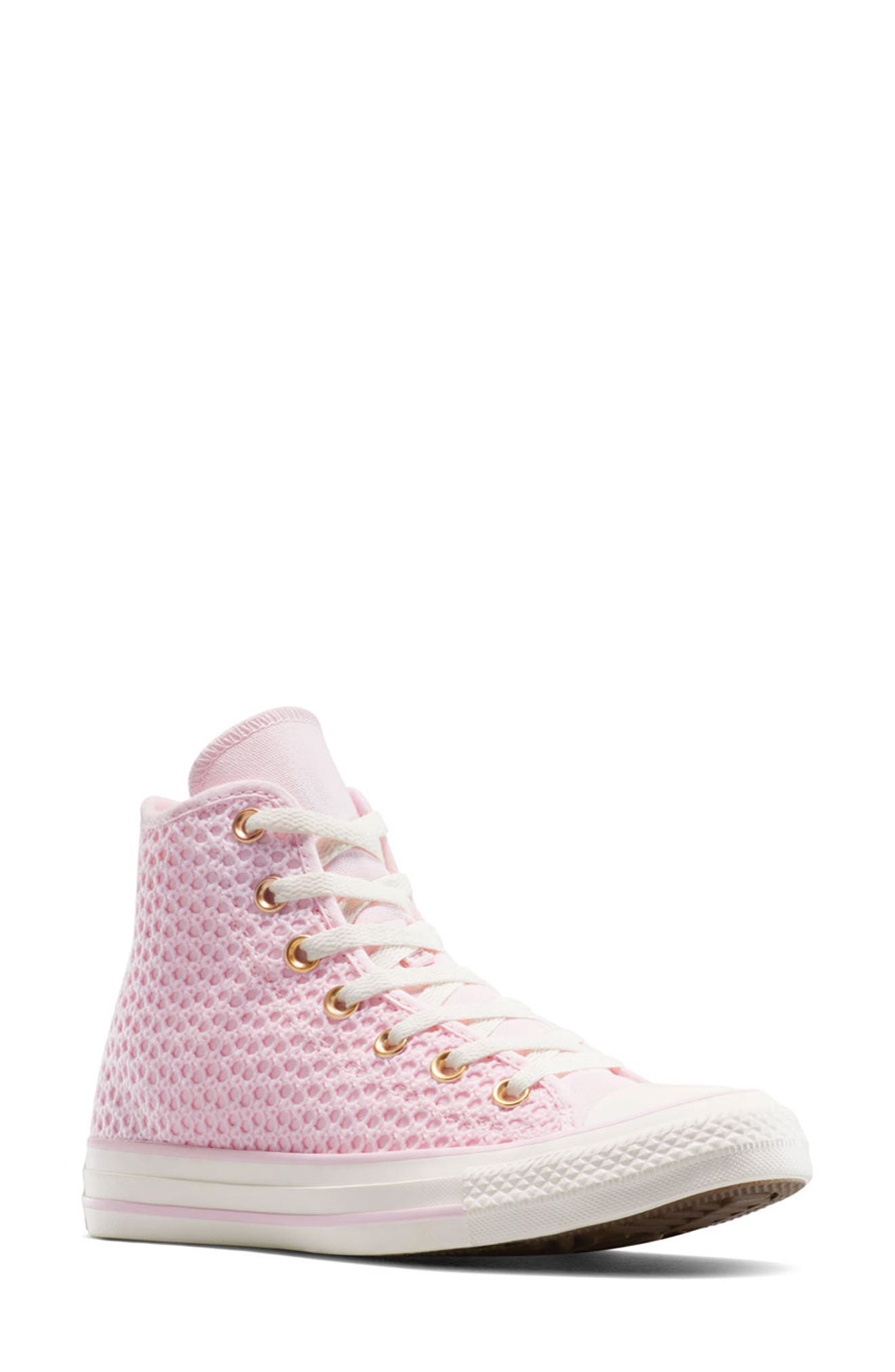 Converse Chuck Taylor All Star Canvas & Knit High Top Sneaker, Main, color, Sugar Berry/ Egret/