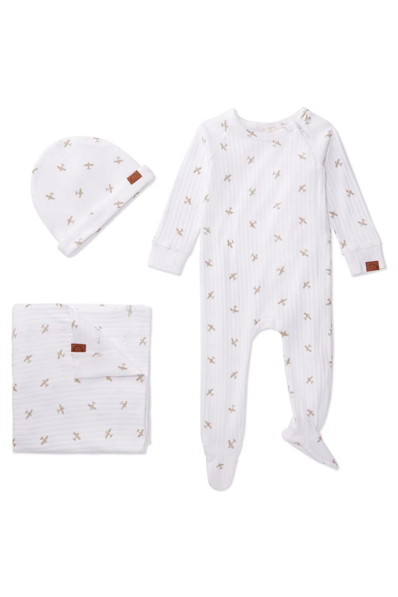 3 Piece BabyRibbed Cotton Rich Footie Set, Main, color, Winter White