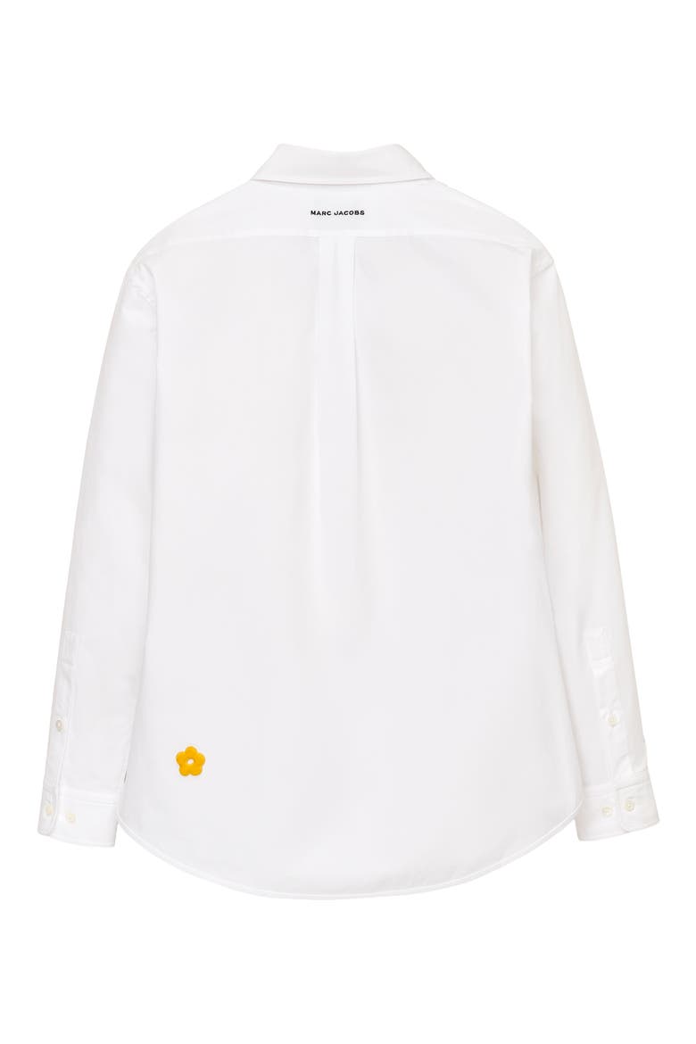 Marc Is Joy Flocked Daisy Cotton Poplin Button-Up Shirt, Alternate, color, WHITE