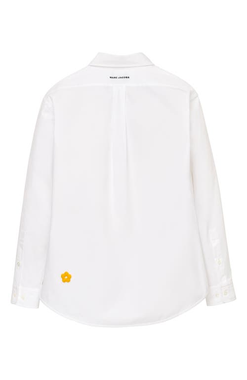 Marc Jacobs Marc Is Joy Flocked Daisy Cotton Poplin Button-up Shirt In White