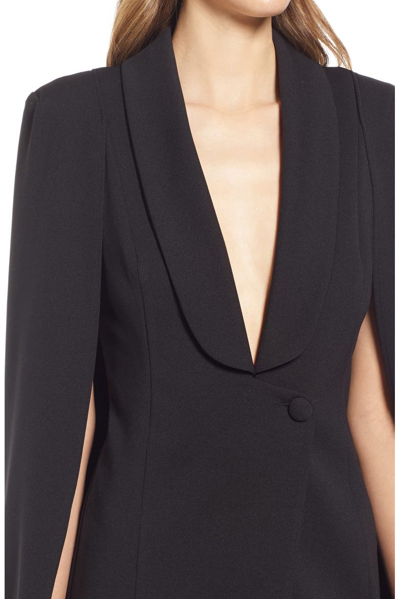 Boss Lady Cape Minidress, Alternate, color, BLACK