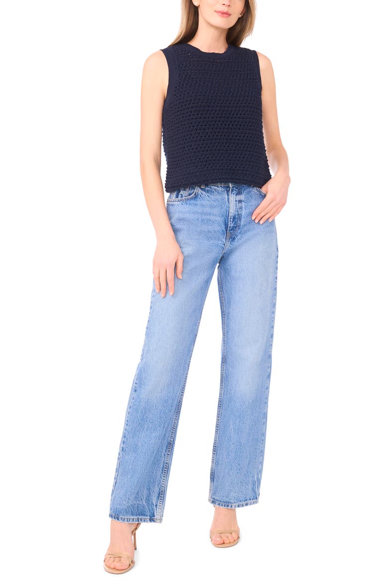 Open Stitch Cotton Blend Sweater Tank, Alternate, color, CLASSIC NAVY