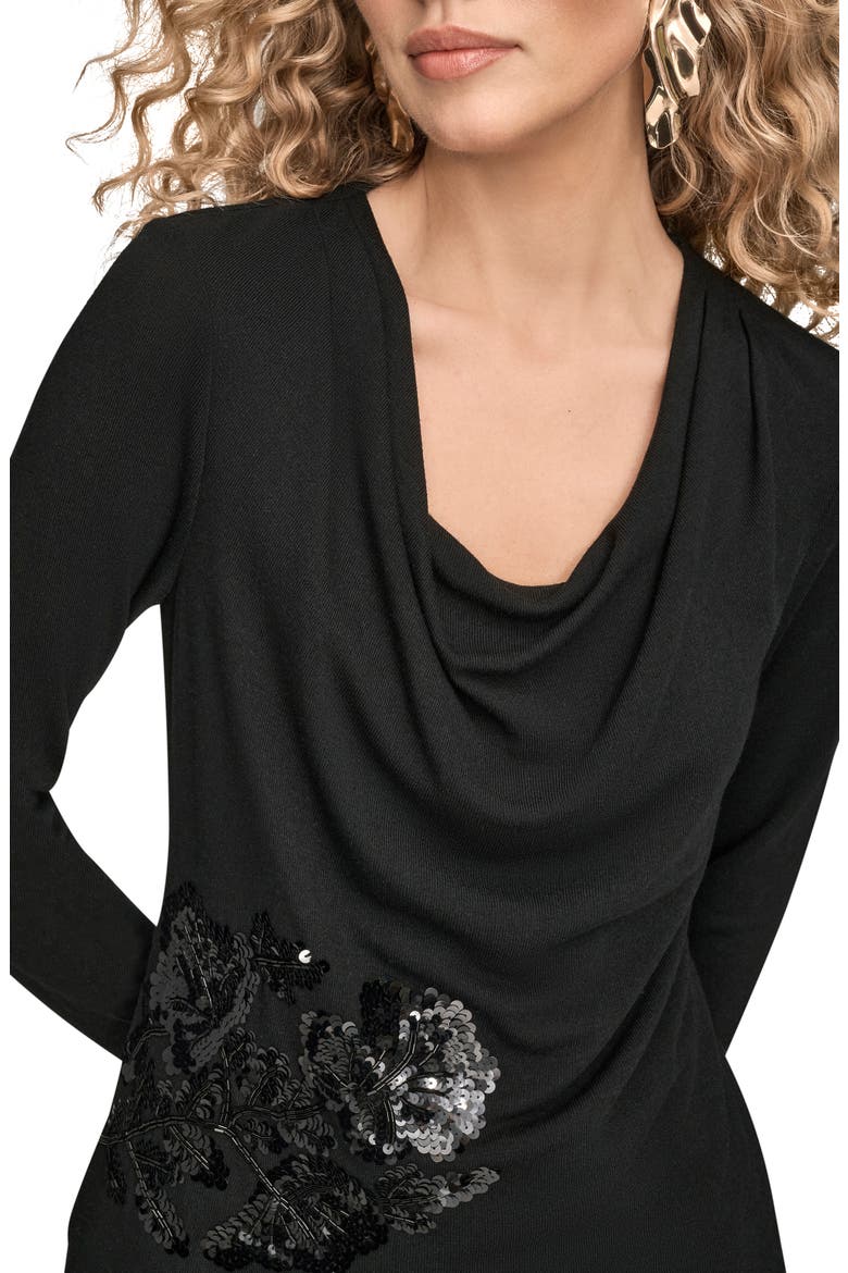 Sequin Cowl Neck Top, Alternate, color, BLACK