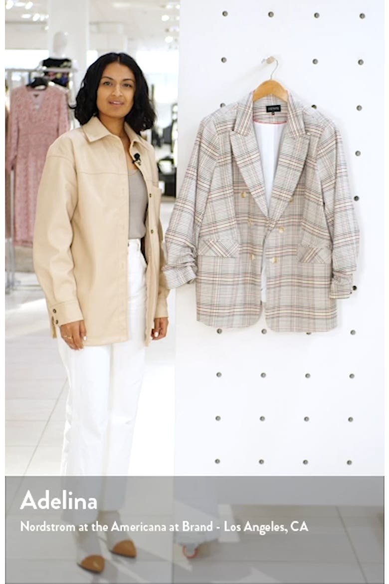 Cassia Ruched Sleeve Plaid Blazer video