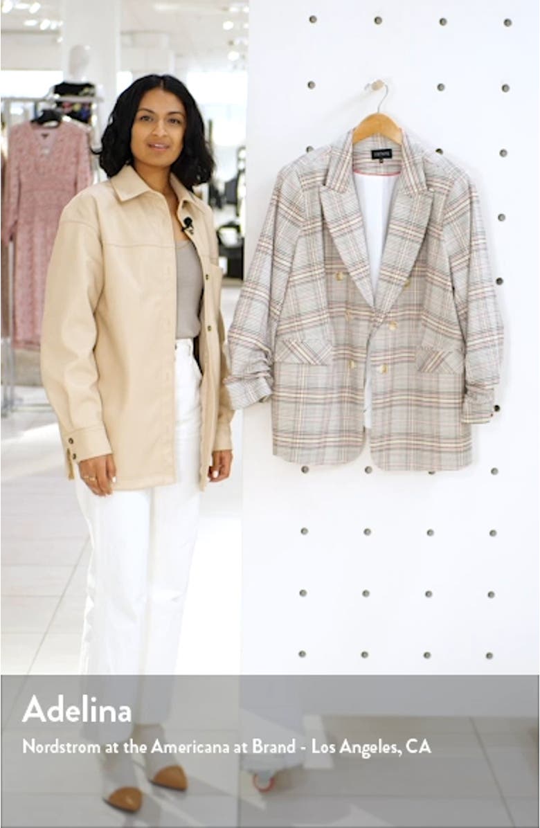 Cassia Ruched Sleeve Plaid Blazer, sales video thumbnail