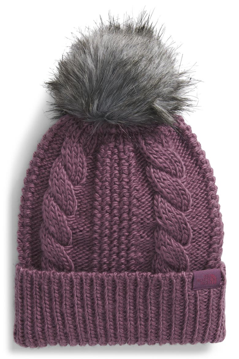 Oh Mega Faux Fur Pom Beanie, Main, color, MIDNIGHT MAUVE
