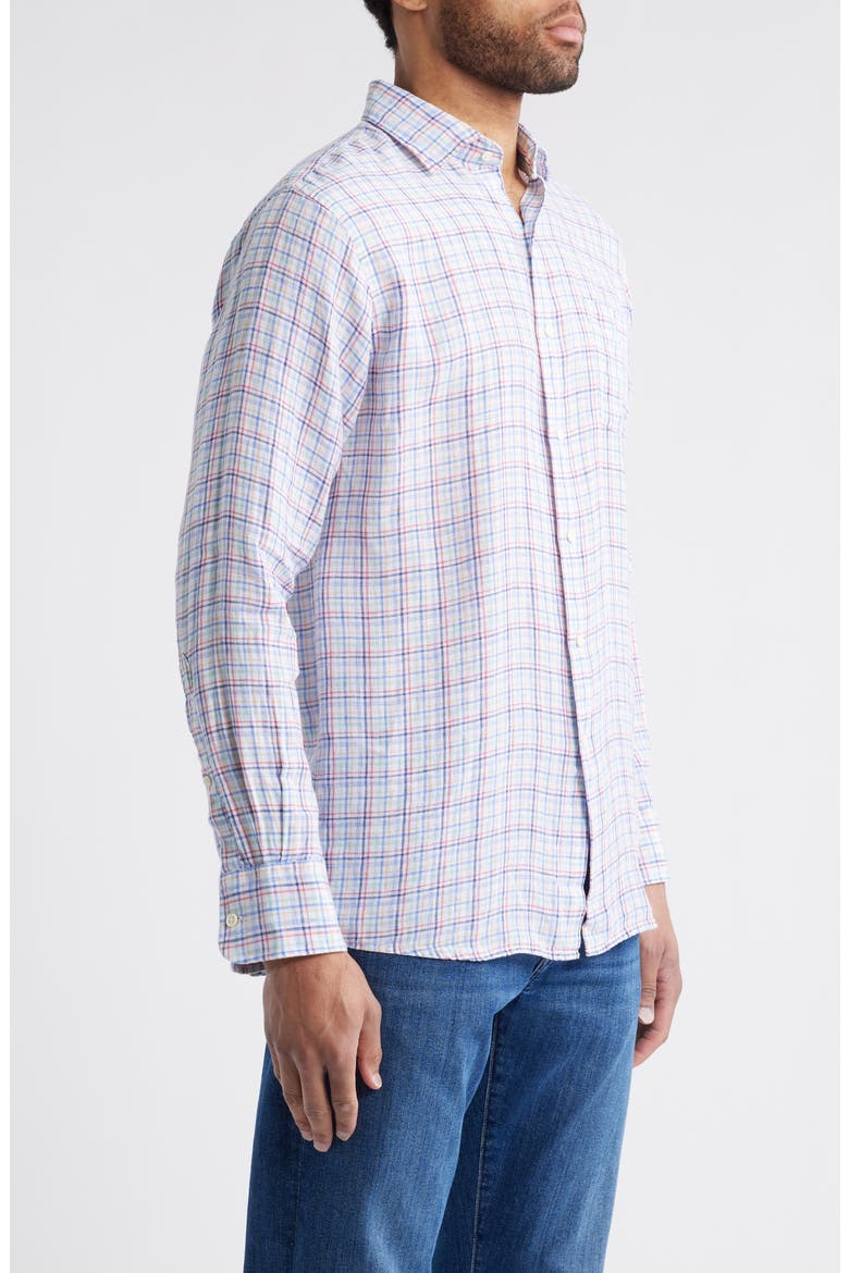 Clambake Plaid Linen Button-Up Shirt, Alternate, color, MULTI