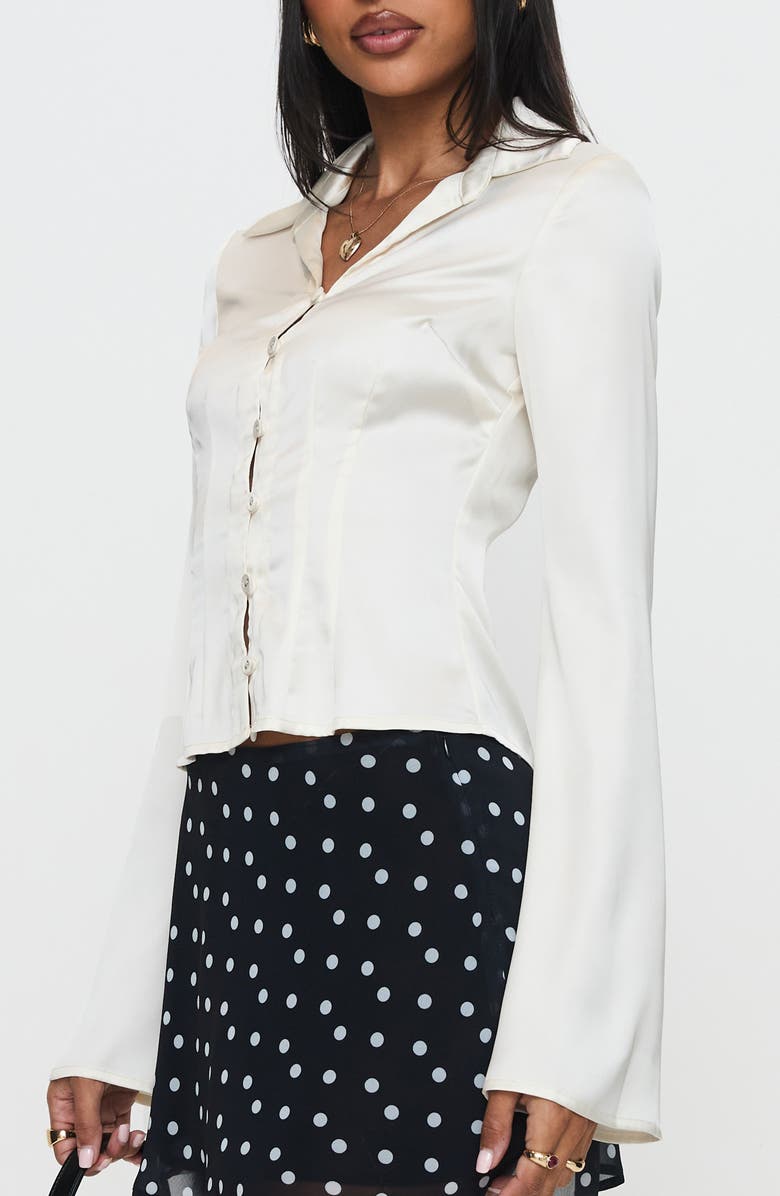 Princess Polly Miravella Satin Button-Up Shirt, Alternate, color, 