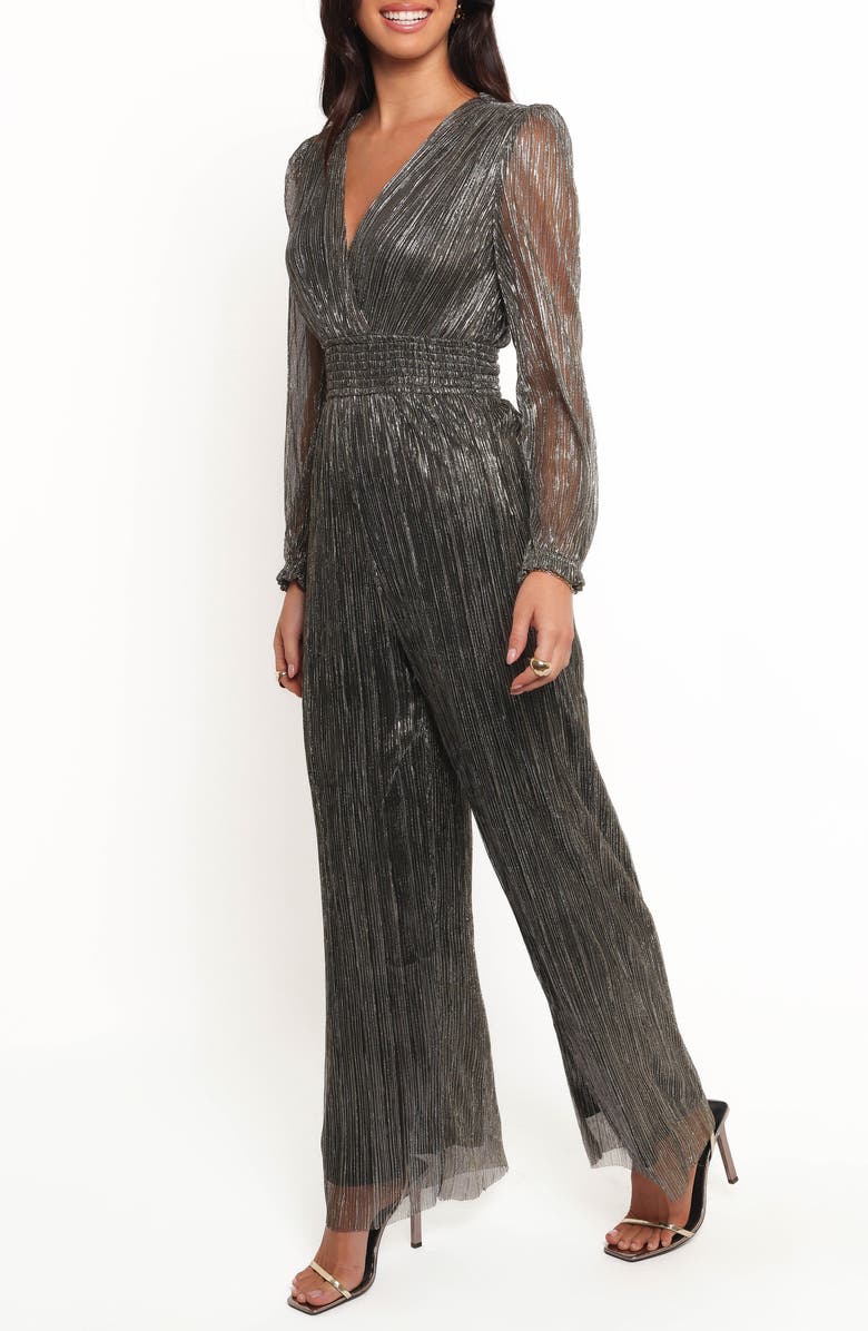 Petal & Pup Mossie Metallic Plissé Jumpsuit, Alternate, color,
