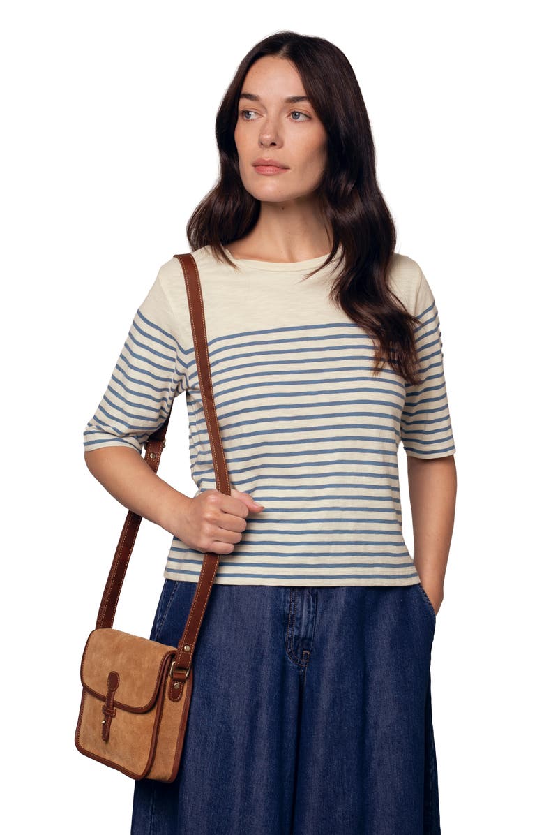 Celtic & Co. Stripe 1/2 Sleeve T-shirt, Alternate, color, Blue Ecru Stripe