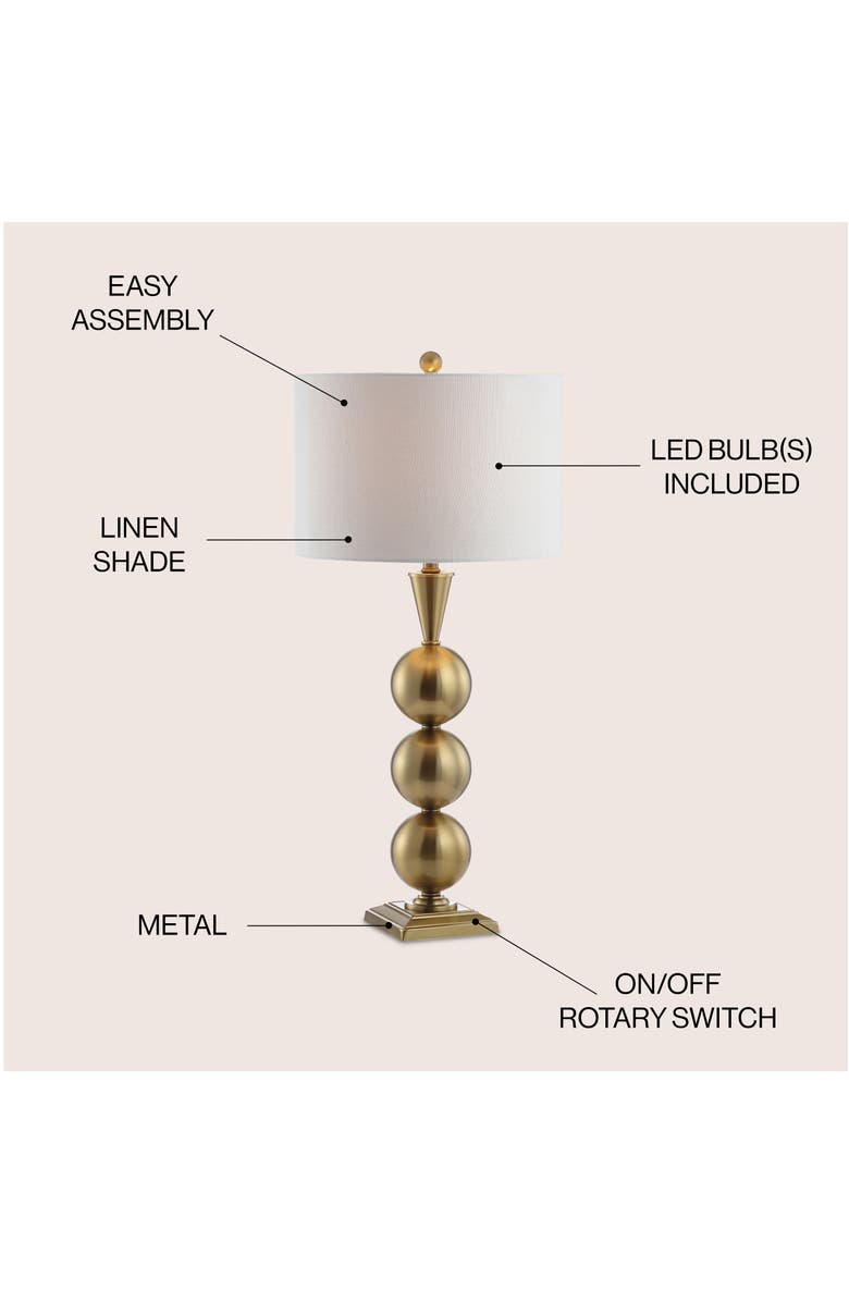 JONATHAN Y Mackenzie 33" Metal LED Table Lamp, Brass, Alternate, color,