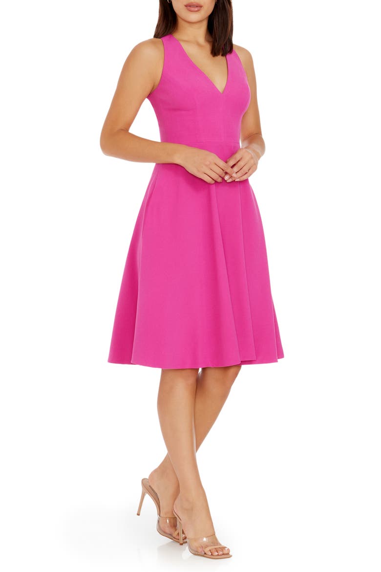 Catalina Fit & Flare Cocktail Dress, Alternate, color, BRIGHT FUCHSIA