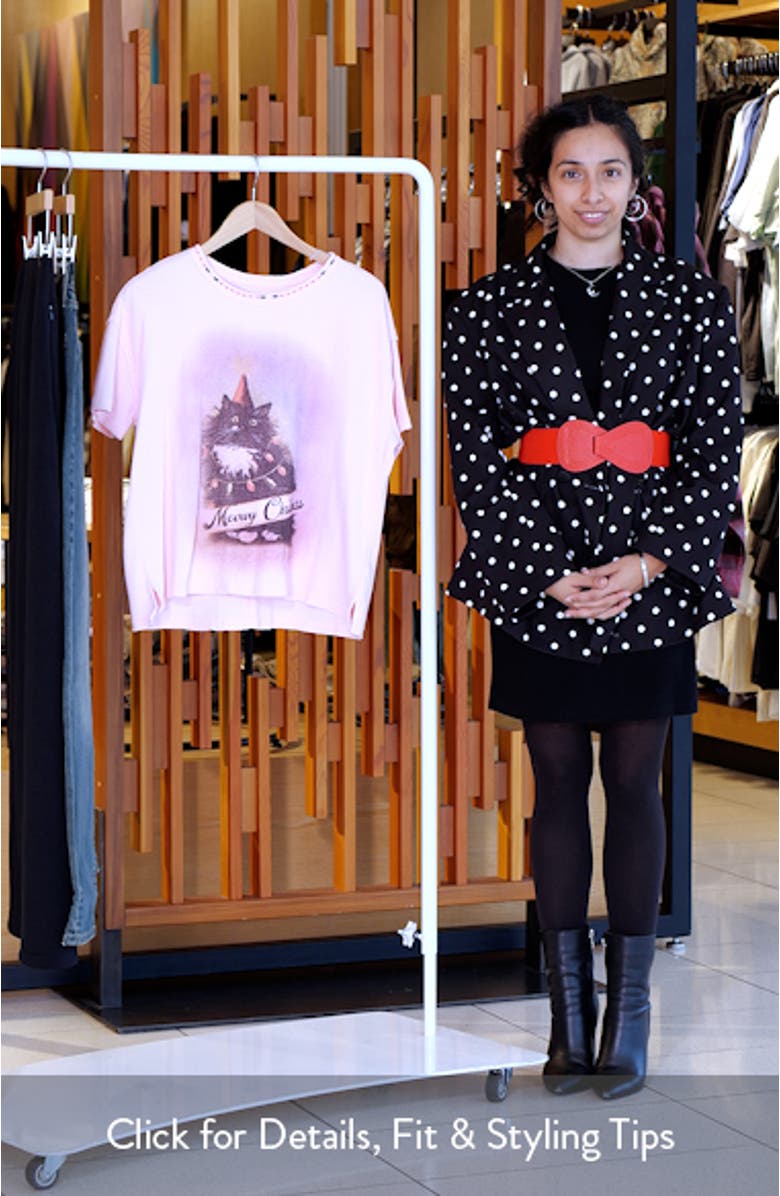 Merry Holiday Waffle Knit Cotton Graphic T-Shirt, sales video thumbnail