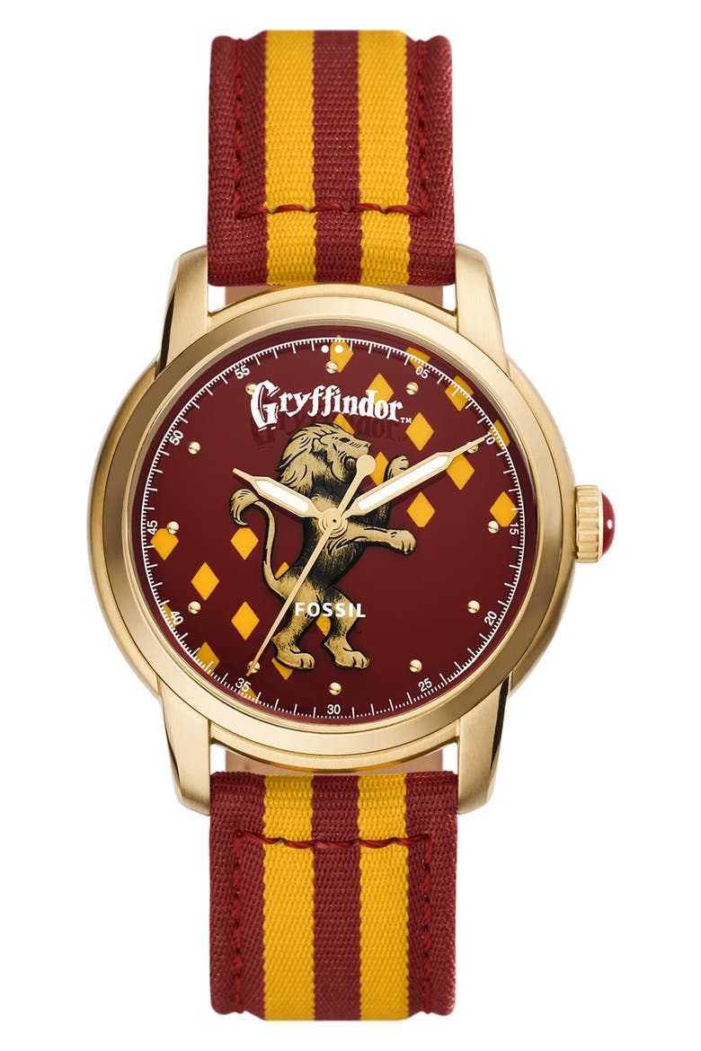 x Harry Potter™ Limited Edition Gryffindor™ Hogwarts™ House Strap Watch, 40mm, Main, color, GOLD/RED